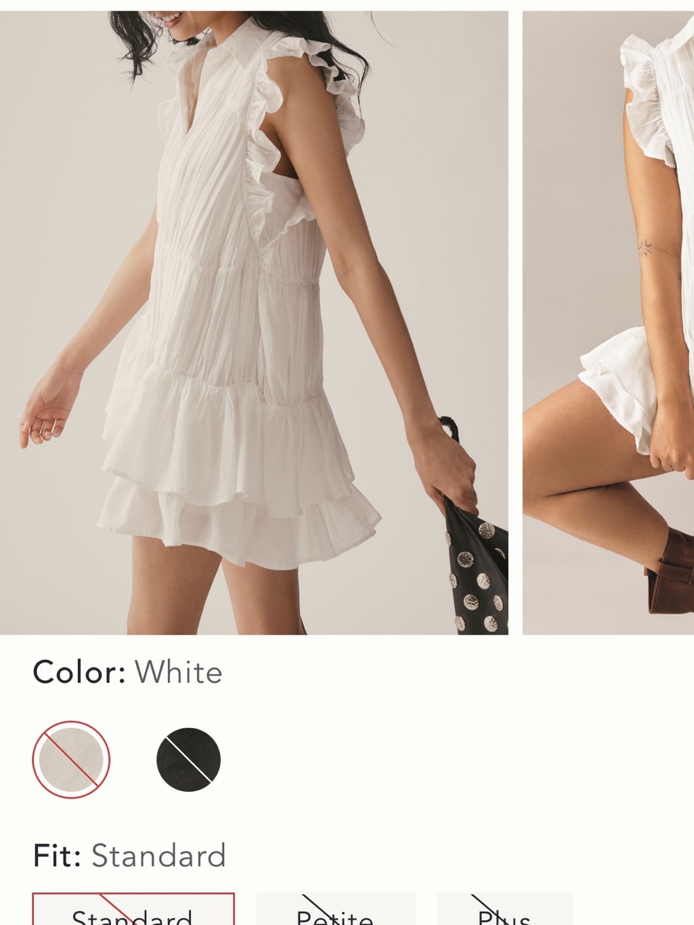 Anthropologie White Ruffled Tiered Mini Dress M - Picture 5 of 9